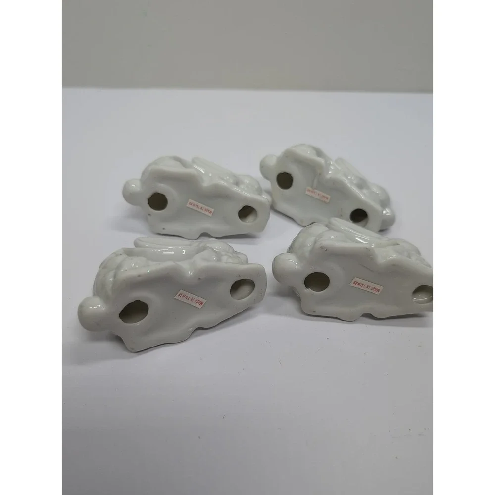 Rabbit Bunny Napkin Rings Holder Set Of Four Vintage Ceramic‎